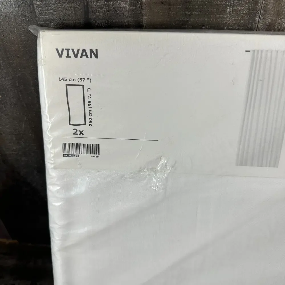 IKEA VIVAN Curtains Drapes 1 Pair White 2 Panels 57